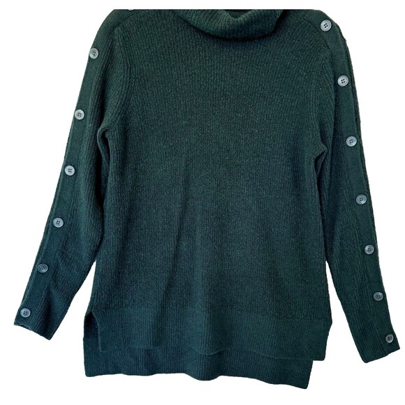 Halogen Women's XS Mock‎ Neck Sweater Green Button Sleeves Oversized - Picture 2 of 16